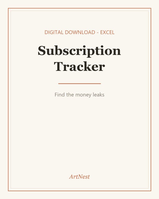 Subscription Tracker Excel Template | Monthly Expenses & Money Leaks Spreadsheet