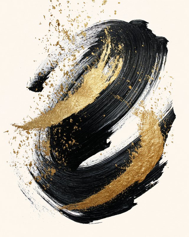 Black Gold Ink Stroke I Abstract Wall Art | Printable Digital Download for Modern Home Decor — printable digital download