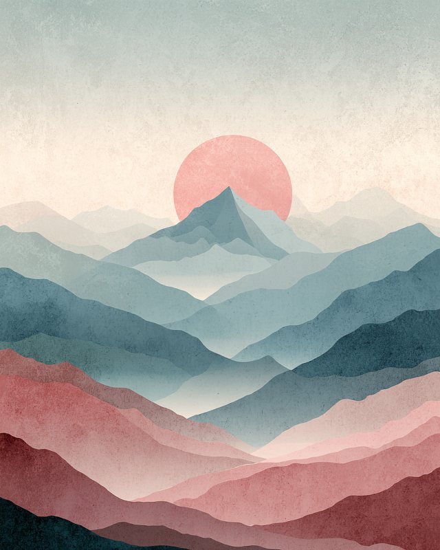 Pastel Mountain Layers I | Soft Landscape Wall Art Printable | Instant Digital Download — printable digital download