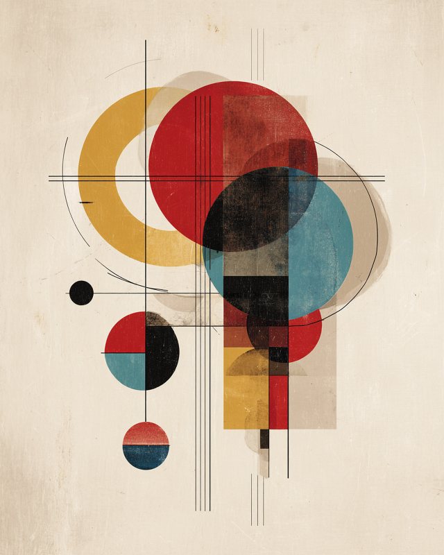 Bauhaus Geometric Circles II | Modern Abstract Wall Art | Printable Digital Download — printable digital download