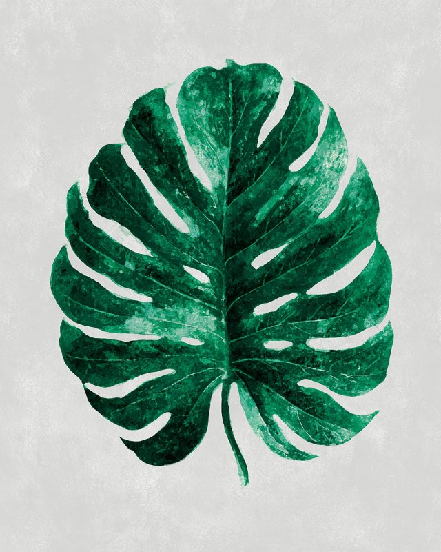 Emerald Monstera Leaf I Printable Wall Art | Boho Botanical Decor | Instant Digital Download — printable digital download