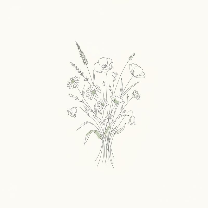 Wildflower Meadow Line Art | Botanical Printable Wall Decor | Instant Digital Download — printable digital download