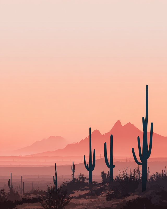 Desert Cactus Sunset Wall Art | Printable Landscape Decor | Instant Digital Download — printable digital download