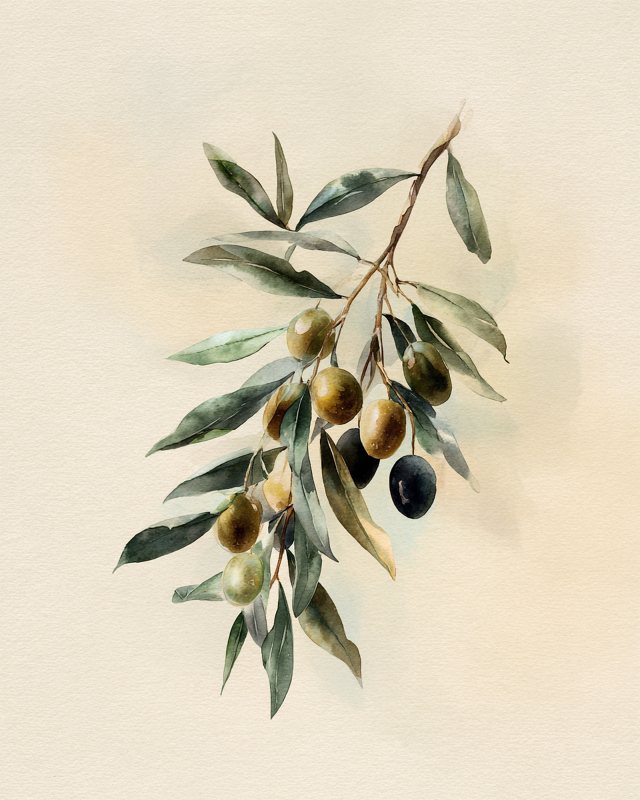 Olive Branch Watercolor II | Botanical Wall Art Printable | Instant Digital Download — printable digital download
