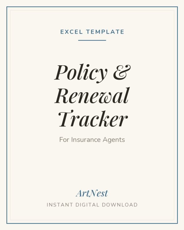Insurance Agent CRM | Policy & Renewal Tracker Excel Template | Instant Download