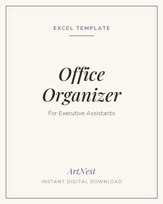 Executive Assistant Office Organizer | Tasks, Meetings & Contacts Excel Template — printable wall art digital download