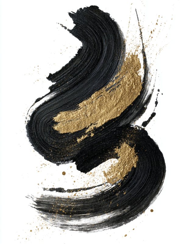 Black Gold Ink Stroke II Abstract Wall Art | Printable Digital Download for Modern Home Decor — printable digital download