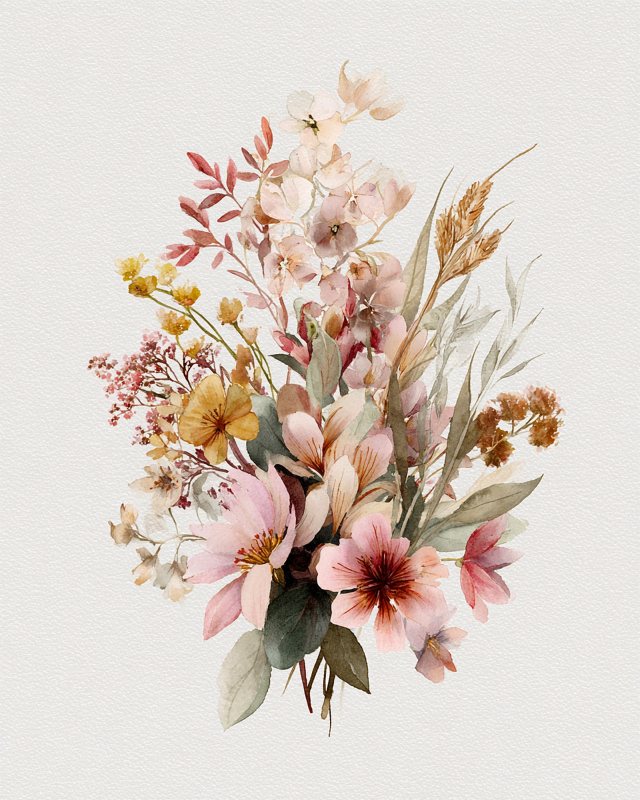 Wildflower Meadow Bouquet II Printable Botanical Wall Art | Instant Digital Download for Home Decor — printable digital download