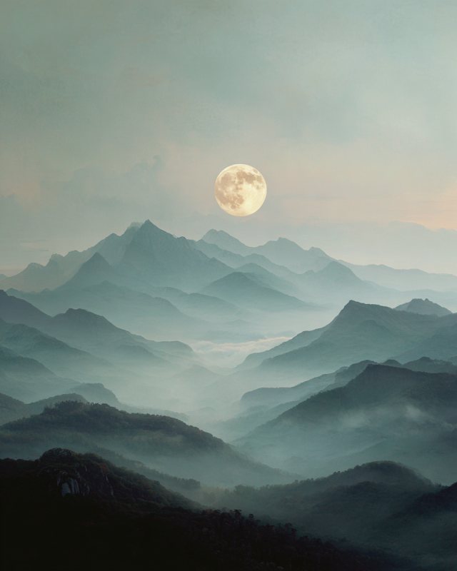 Sg6887 Minimalist Japandi Painting Of A Full Moon Over Misty 93e4438b 04fa 400c B230 71356d40b73c 1 — printable wall art digital download