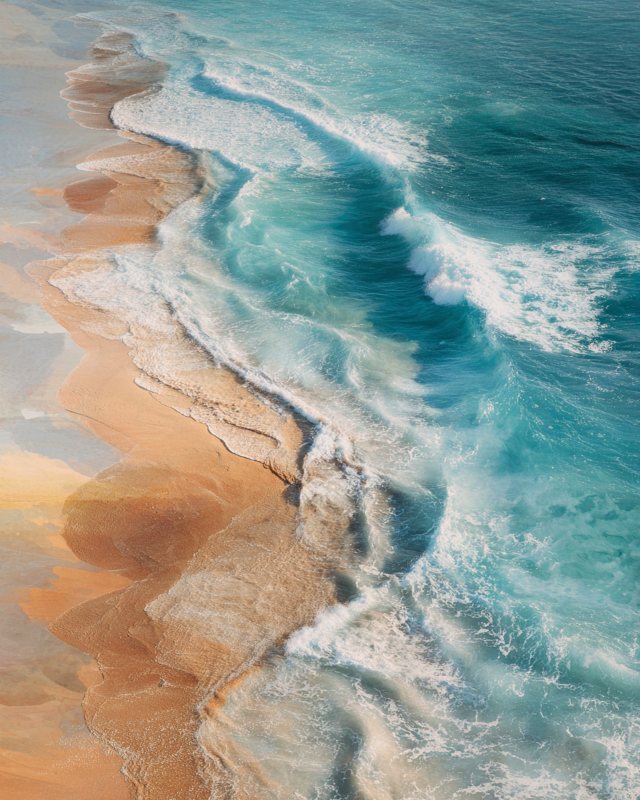 Gentle Ocean Waves Watercolor | Printable Beach Wall Art | Instant Digital Download