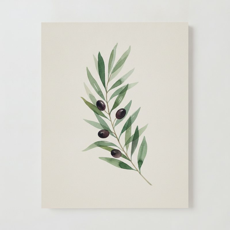 Botanical Olive Branch Print | Printable Wall Art for Home Décor | Digital Download — printable digital download