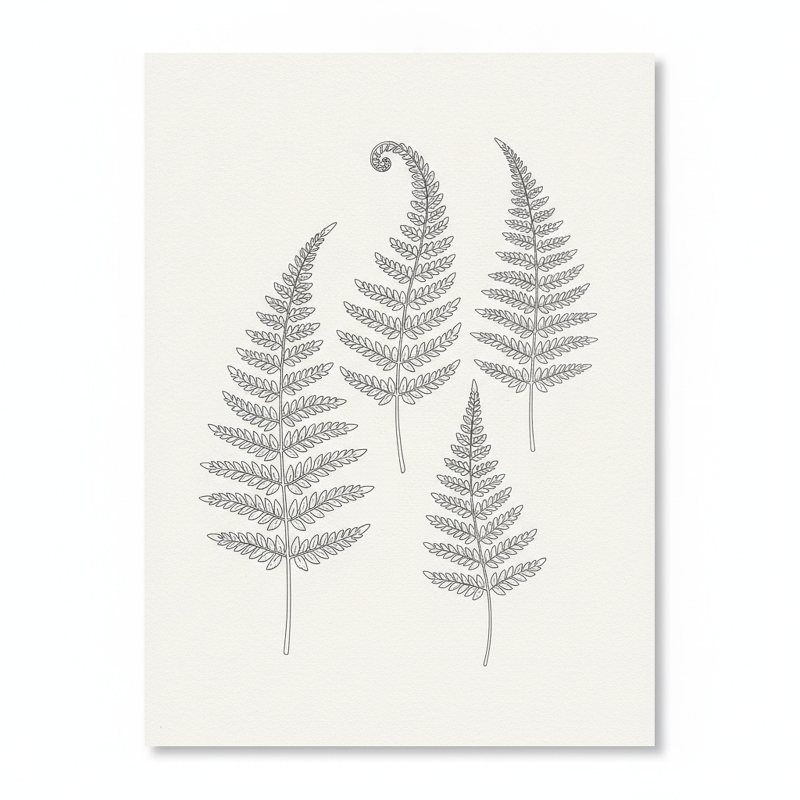 Botanical Fern Lineart Printable Wall Art | Instant Digital Download for Home Decor — printable digital download