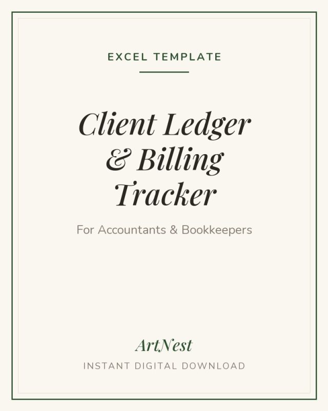 Accountant Client Ledger & Billing Tracker | Excel Template | Instant Download — printable wall art digital download