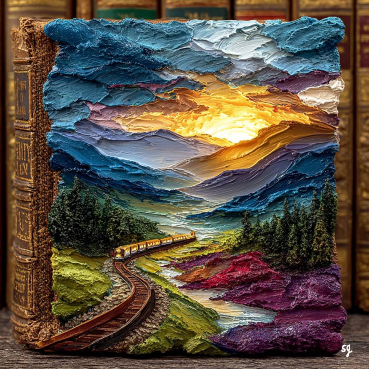 Impasto Sunset Train Journey
