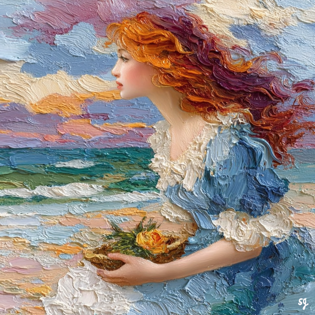 Seaside Reverie with Golden Roses
