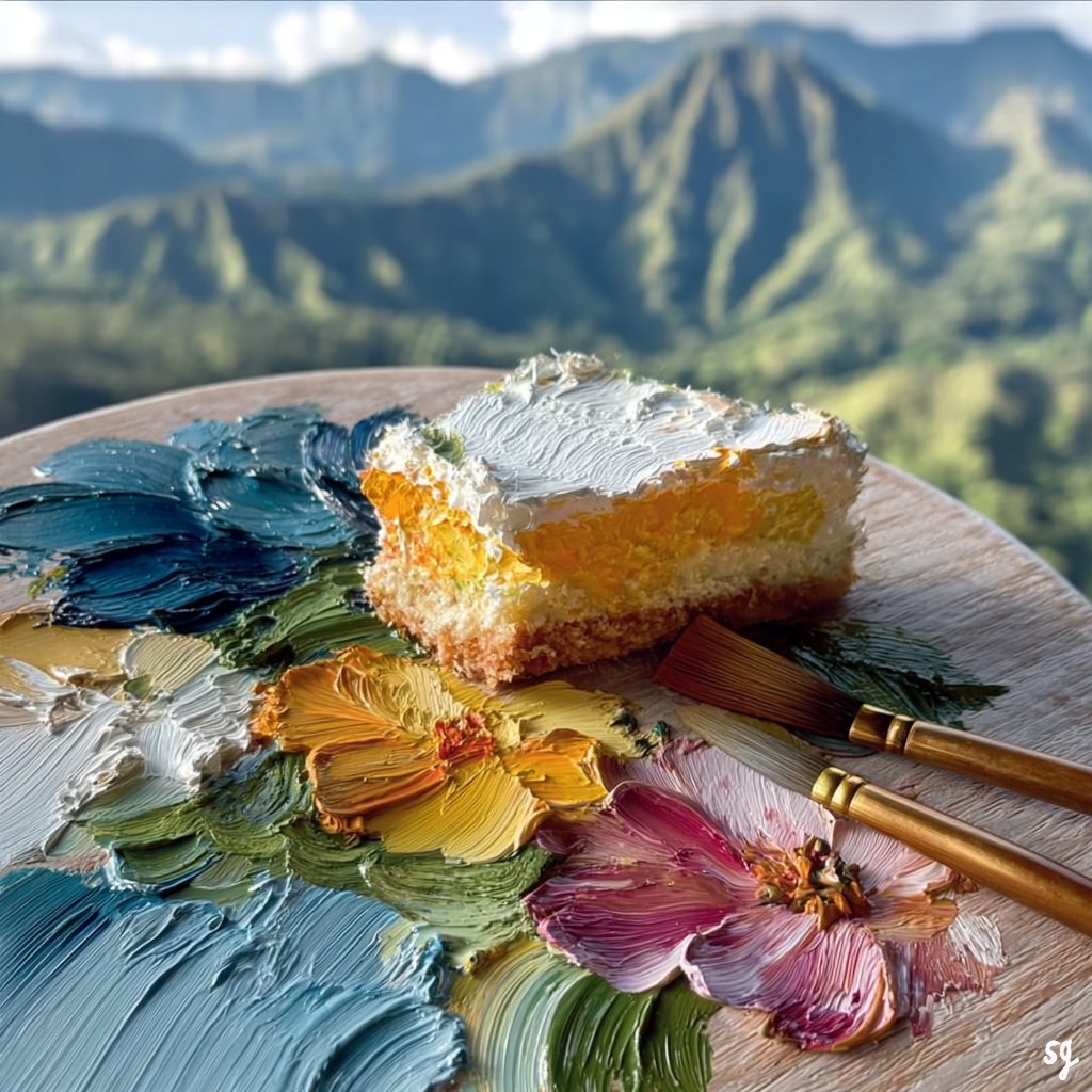 Cake Amidst Floral Impasto Majesty