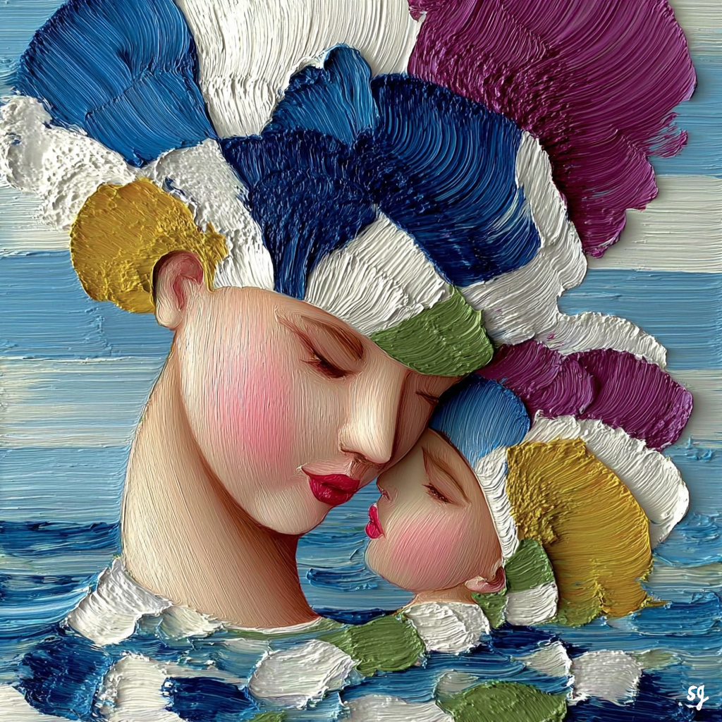 Tender Motherhood in Impasto Harmony