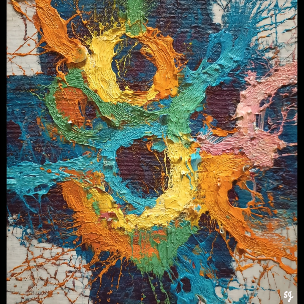 Vibrant Impasto Explosion of Color