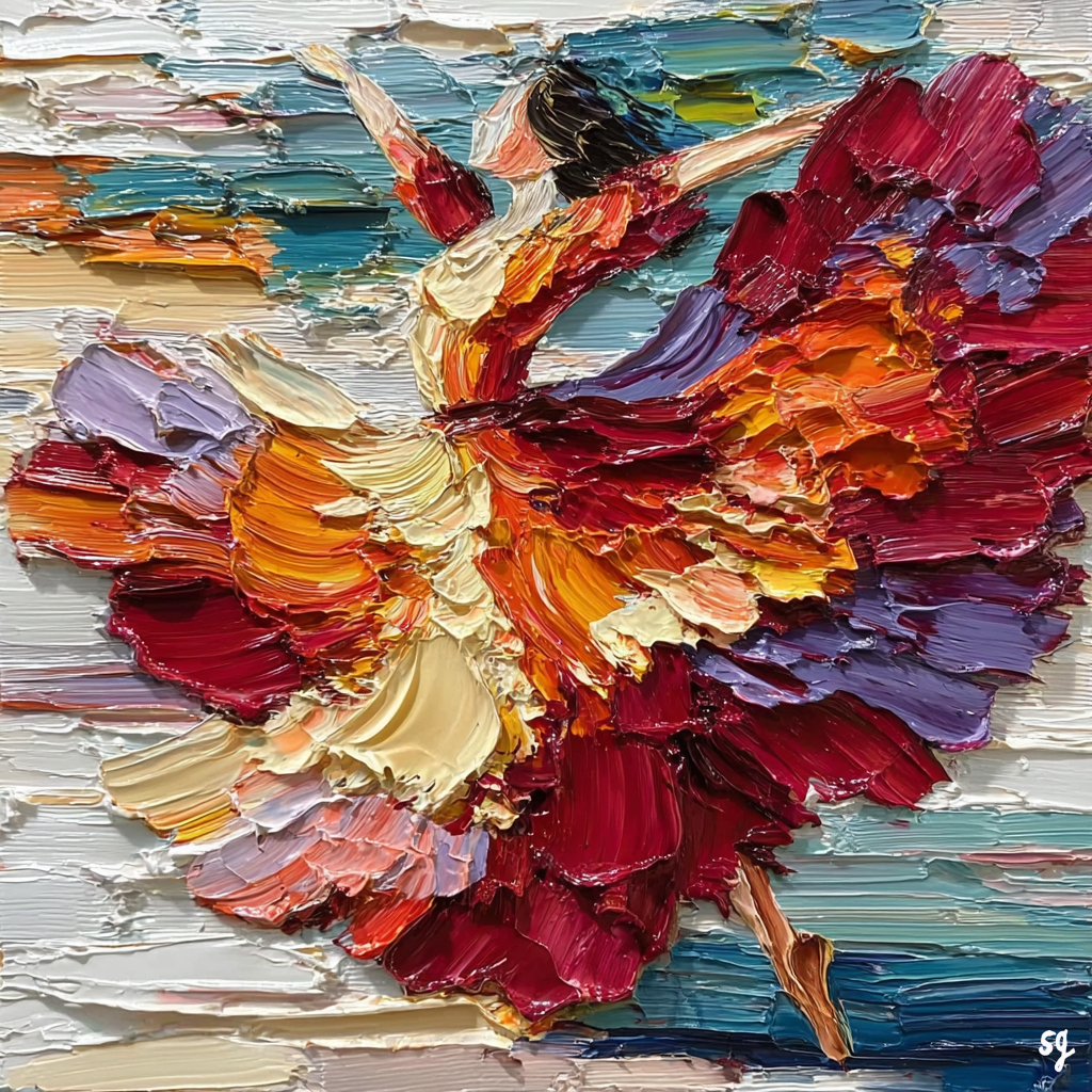 Dancer in Vibrant Floral Motion