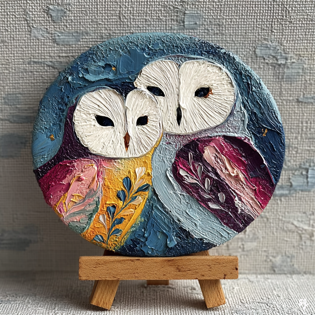 Moonlit Owls in Floral Harmony