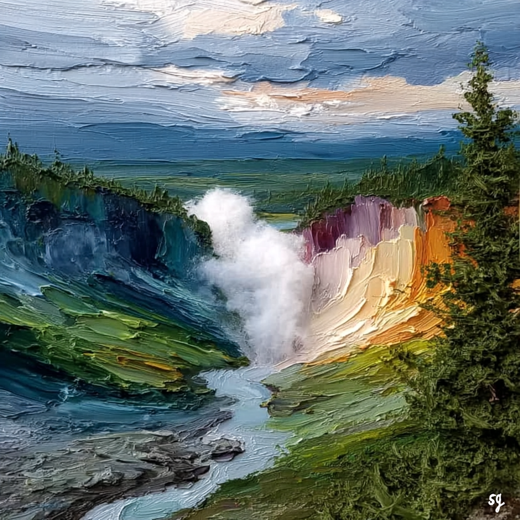 Turbulent Falls Amidst Emerald Slopes