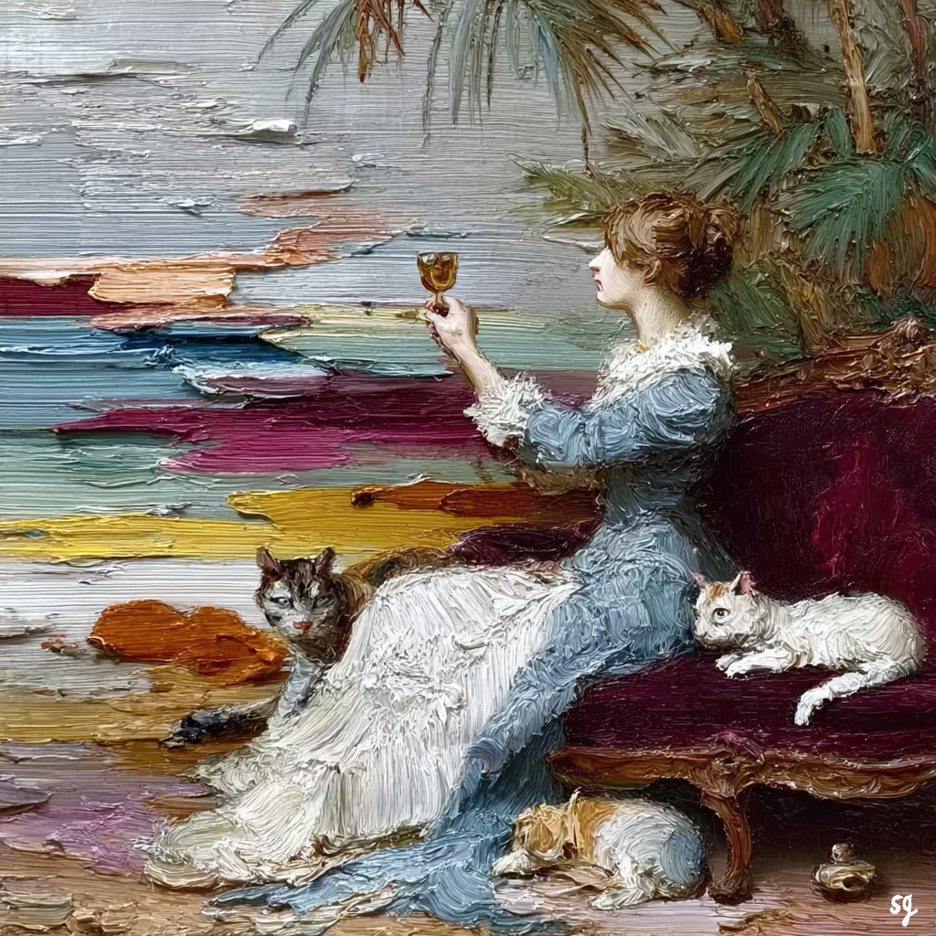 Seaside Serenity with Feline Friends