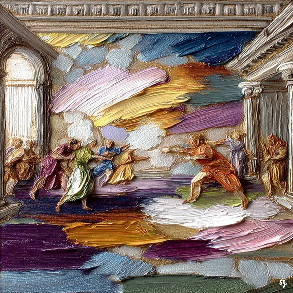 Dancing Figures in Colorful Harmony
