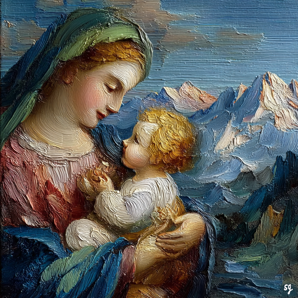 Tender Moment in Mountain Majesty