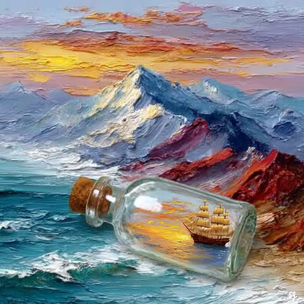 Serene Seascape in a Bottle