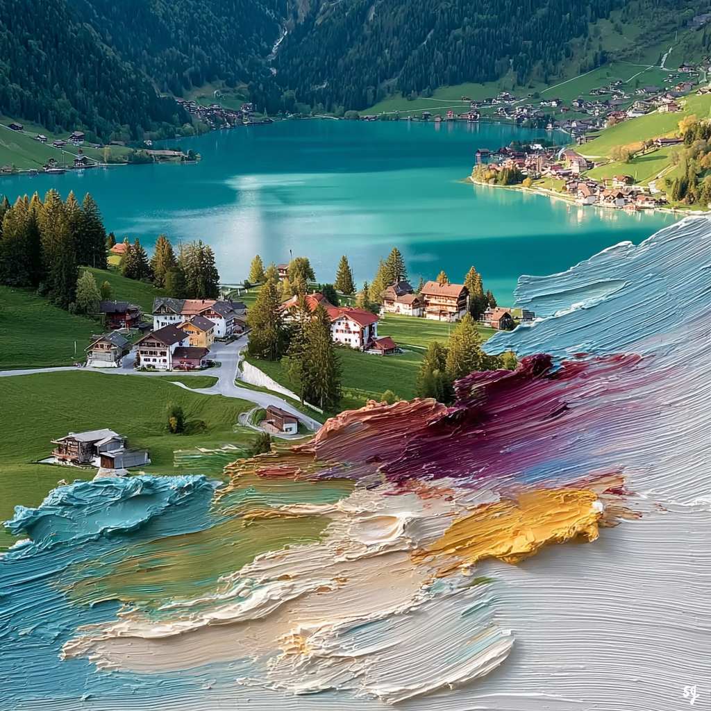 Turquoise Lake Meets Impasto Wave