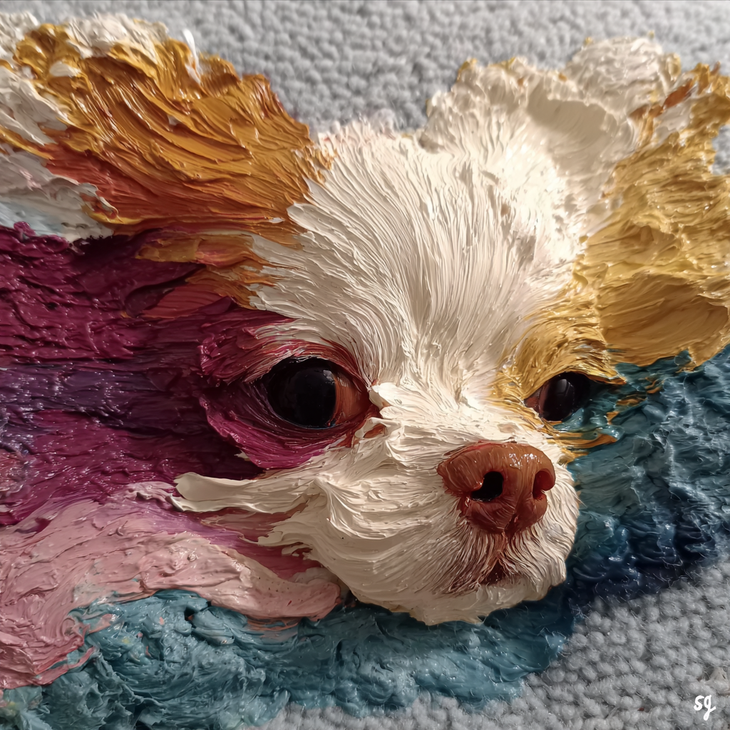 Vibrant Chihuahua Portrait in Impasto