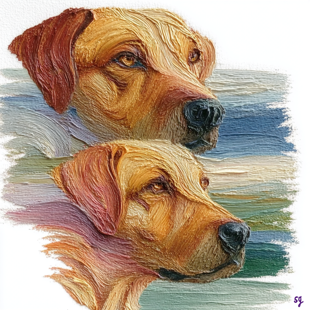 Dual Canine Coastal Contemplation
