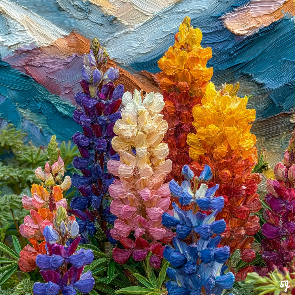 Vibrant Lupine Mountain Scene