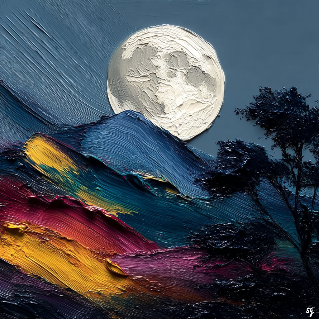 Moonlit Vibrance on Dark Slopes
