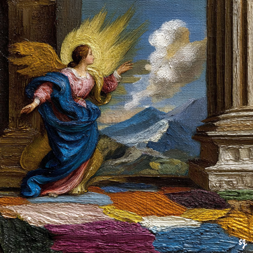 Angel's Radiant Mountainous Vista