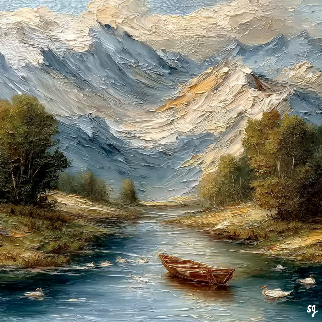 Serenity by Mountainous River Shore