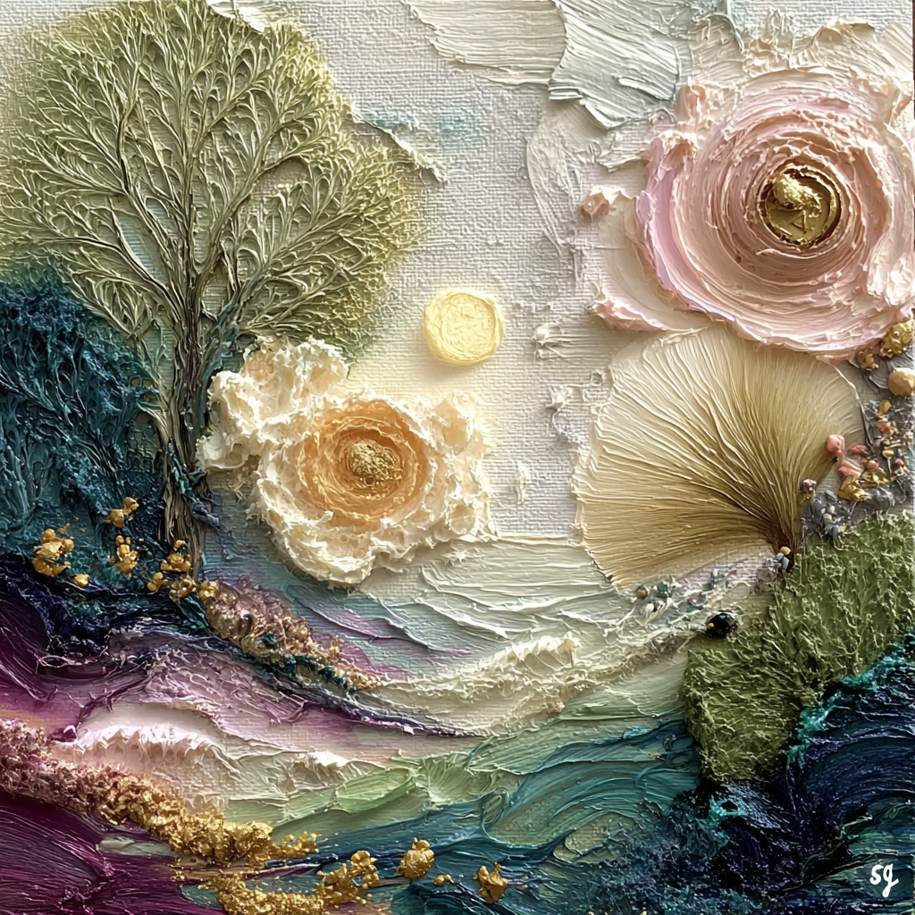 Moonlit Floral Coastal Dreamscape
