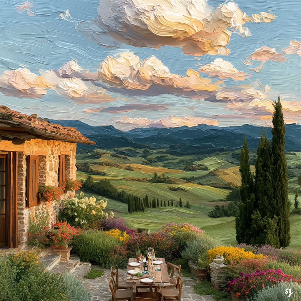 Tuscan Hillside Sunset Serenity