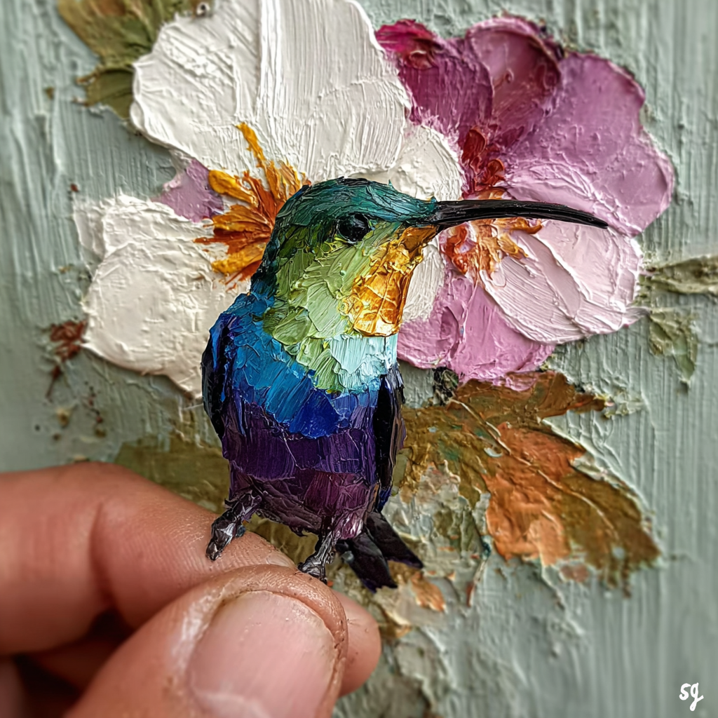 Hummingbird Amidst Floral Splendor