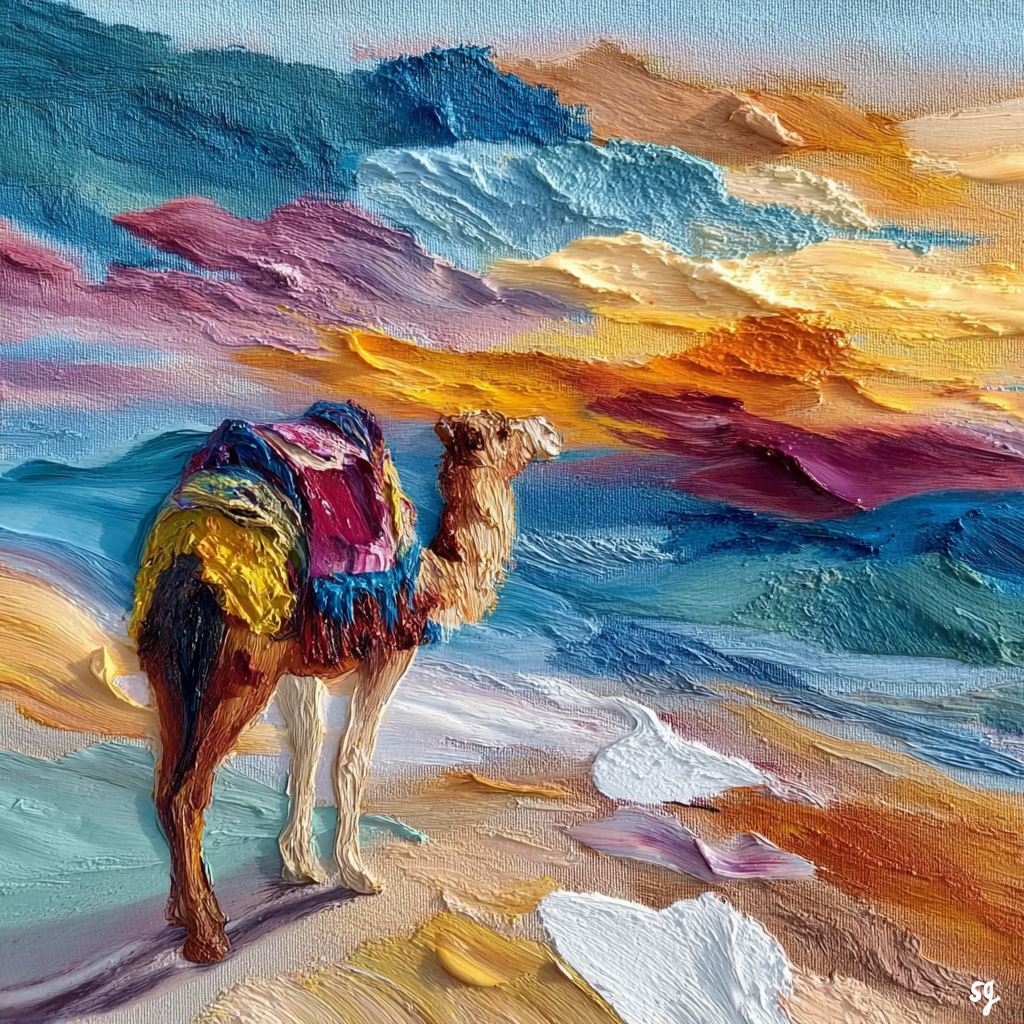 Desert Camel at Sunset