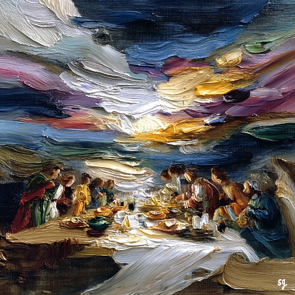 Dramatic Last Supper at Dusk