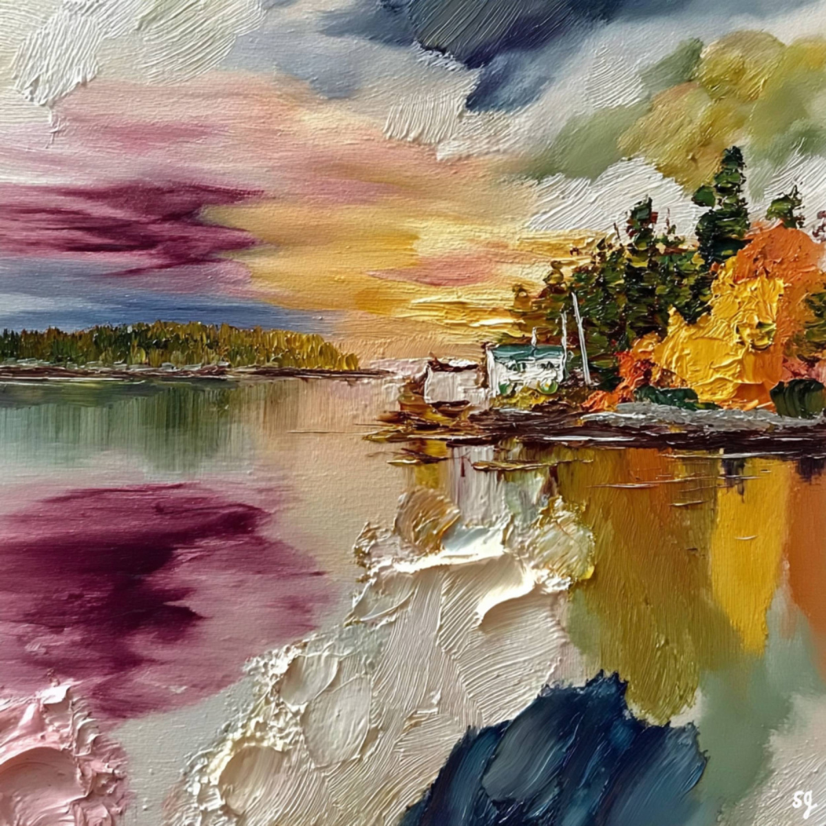 Serene Sunset by the Lake