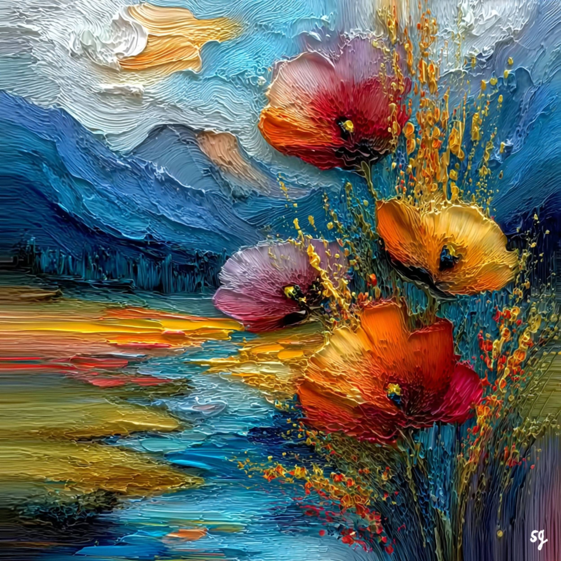 Vibrant Poppies by Serene Waters