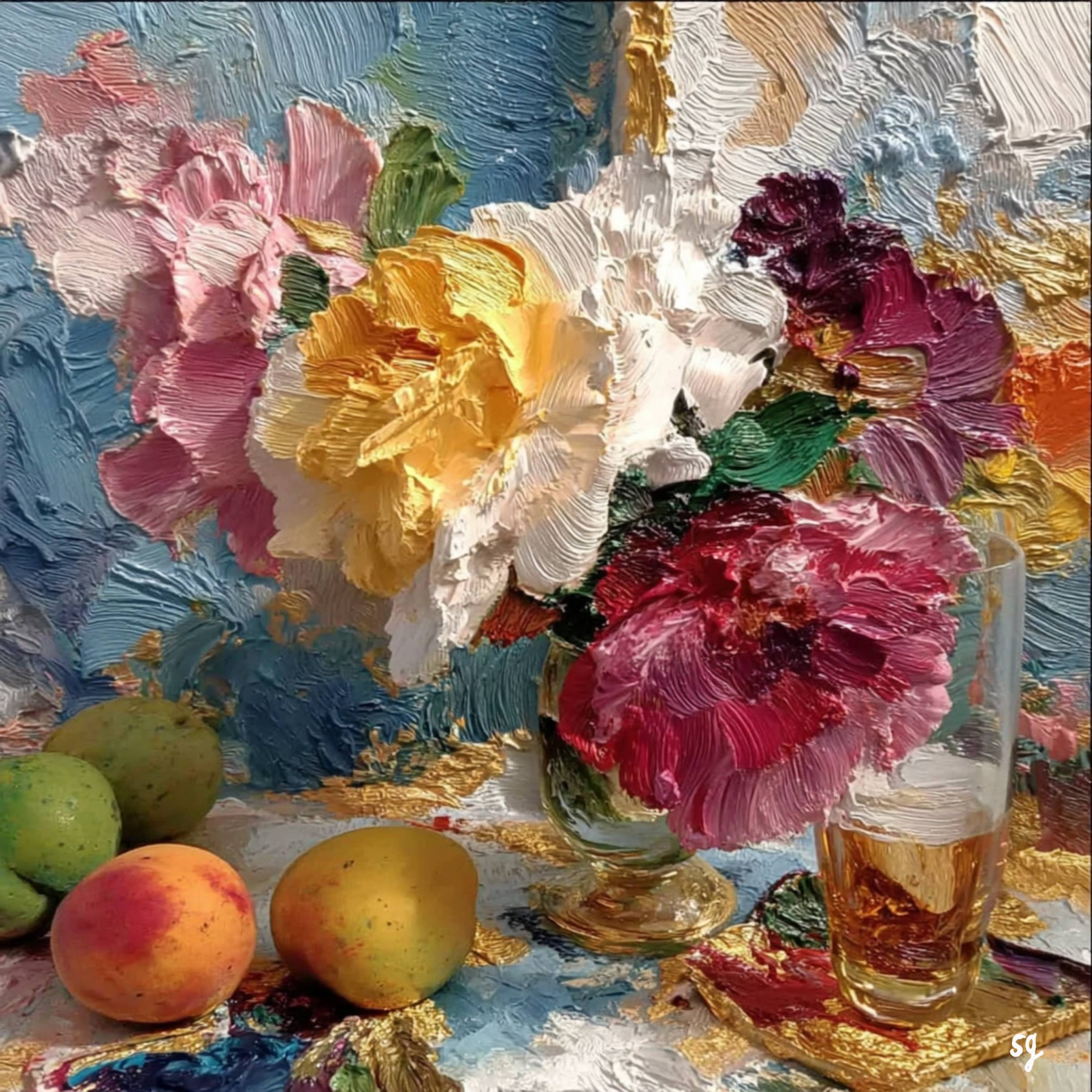 Vibrant Peonies and Golden Glow